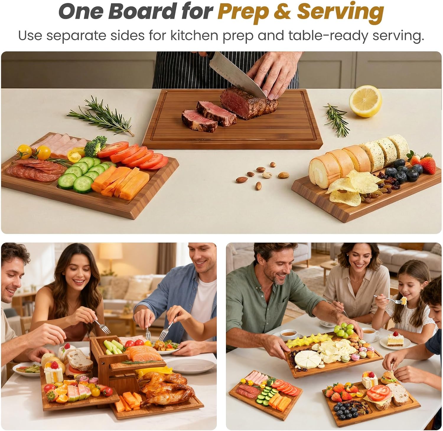 Meal Prep For Cutting - Zestaw bambusowych desek do krojenia ze