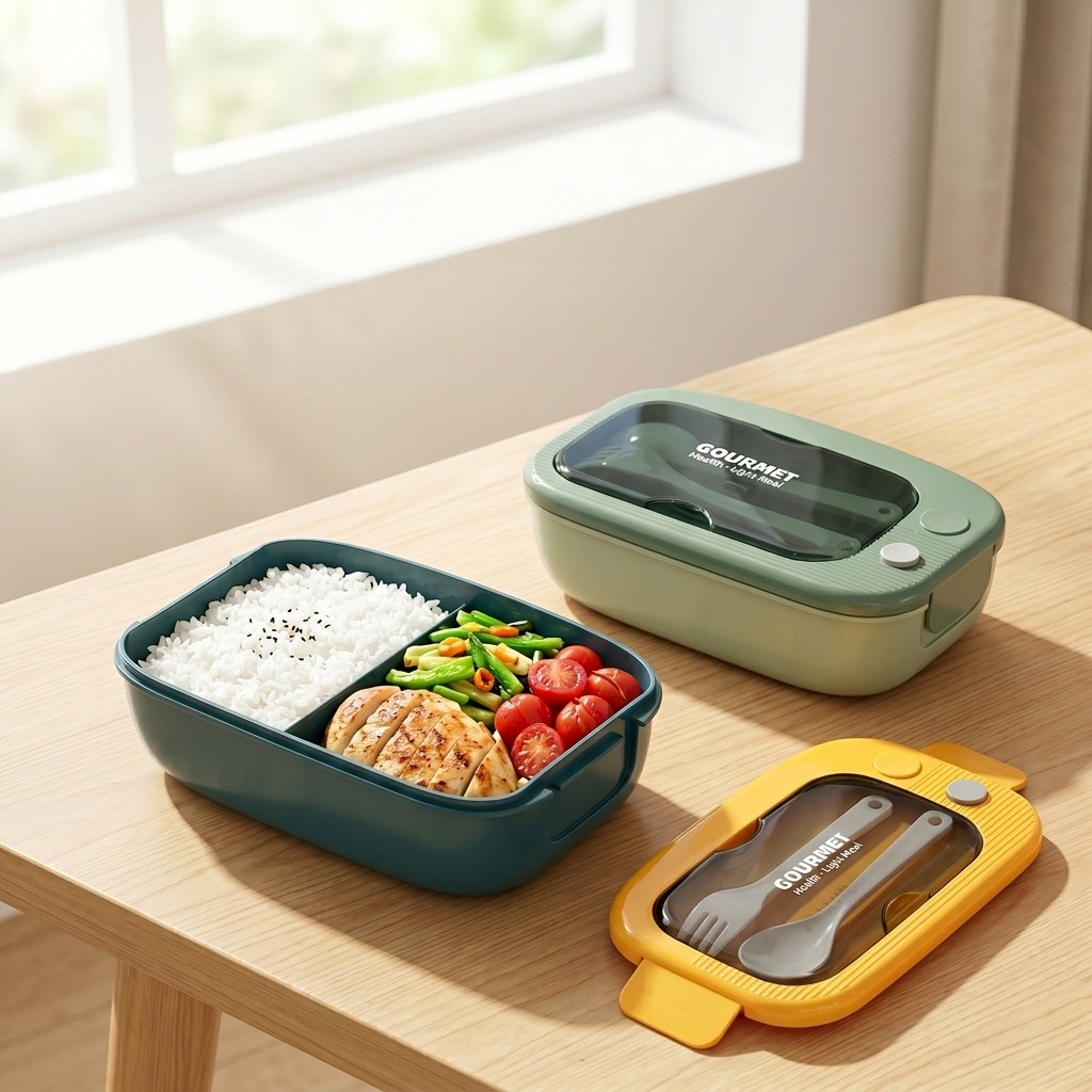 Meal Prep Lunch - Plastikowy pojemnik bento do mikrofalówki, 2