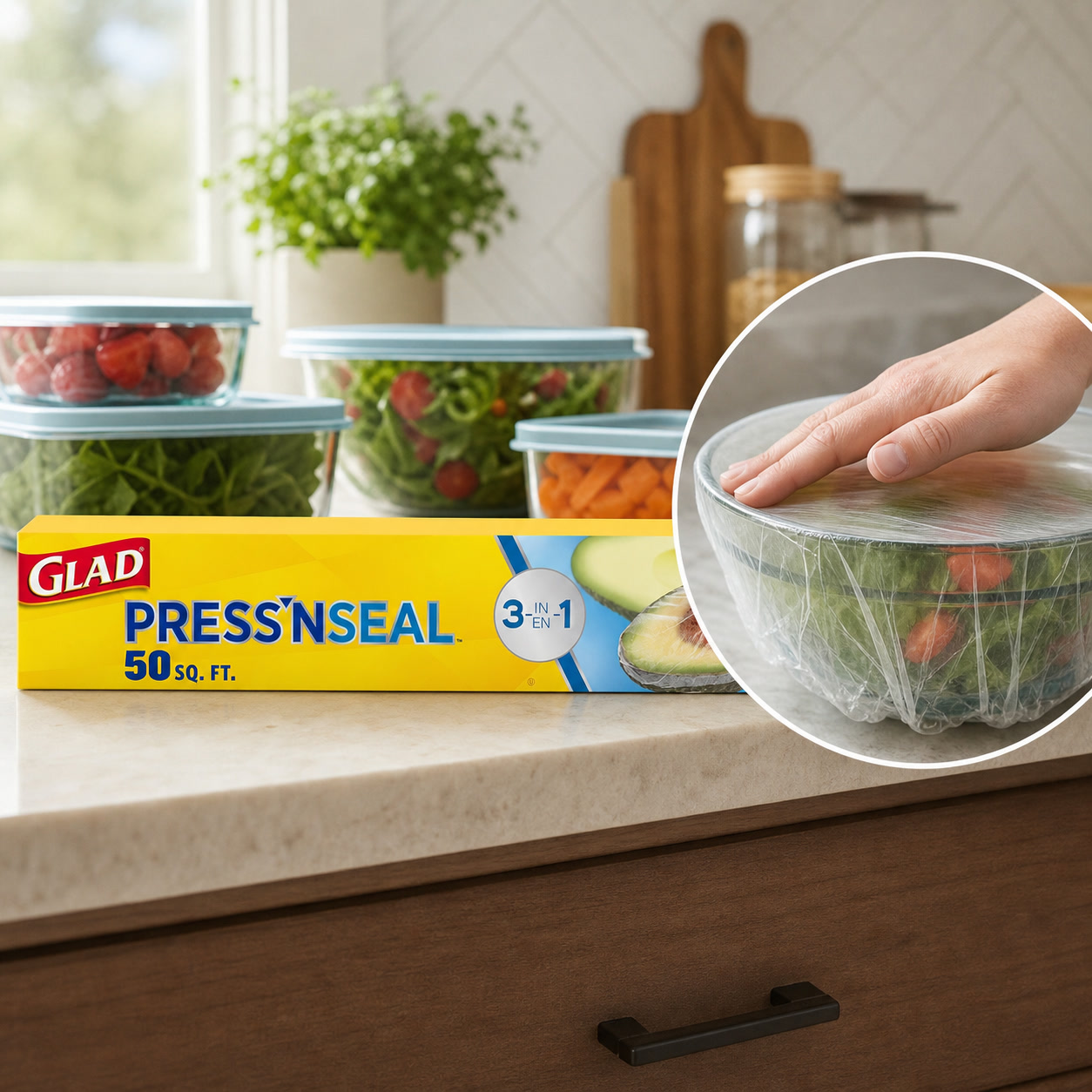 Meal Prep Wraps - Przezroczysta folia spożywcza z funkcją zamykania,