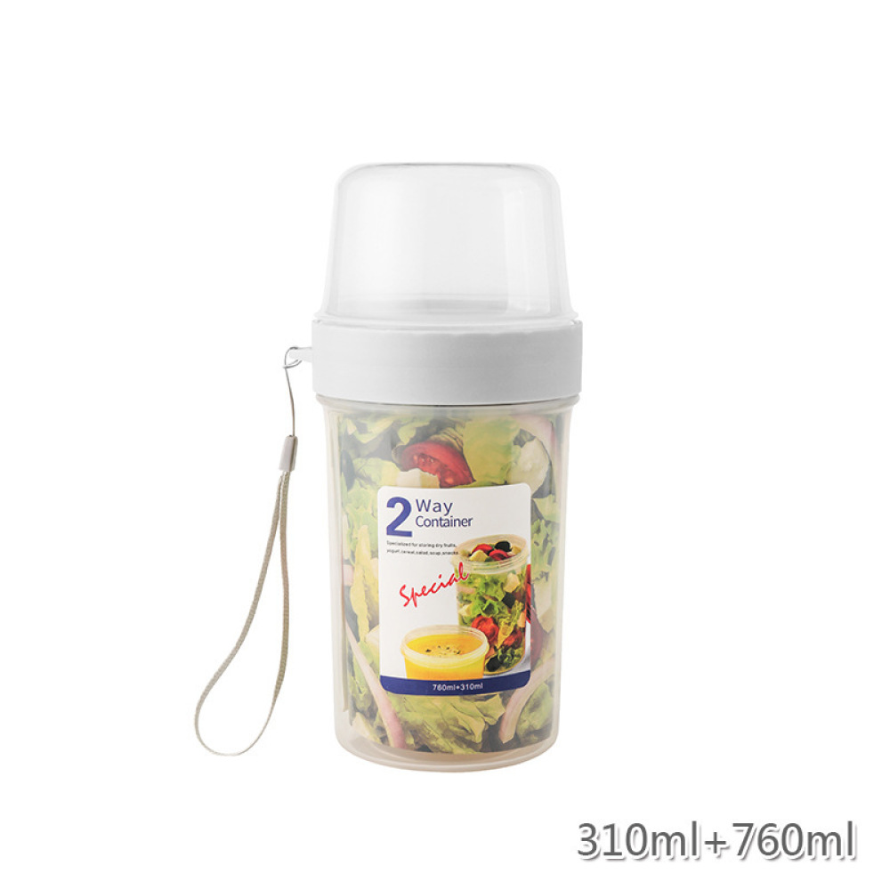 Meal Prep Jars With Lids - Dwupoziomowy szczelny pojemnik na żywność, przenośny