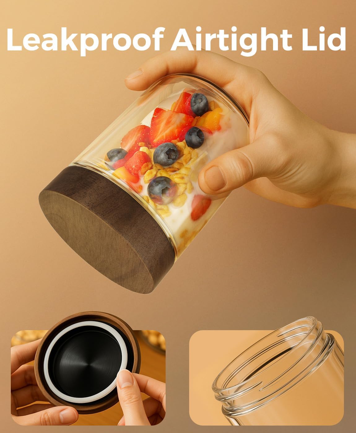 Pojemniki na owsiankę na noc,  – Meal Prep Jars With Lids recenzja i cena