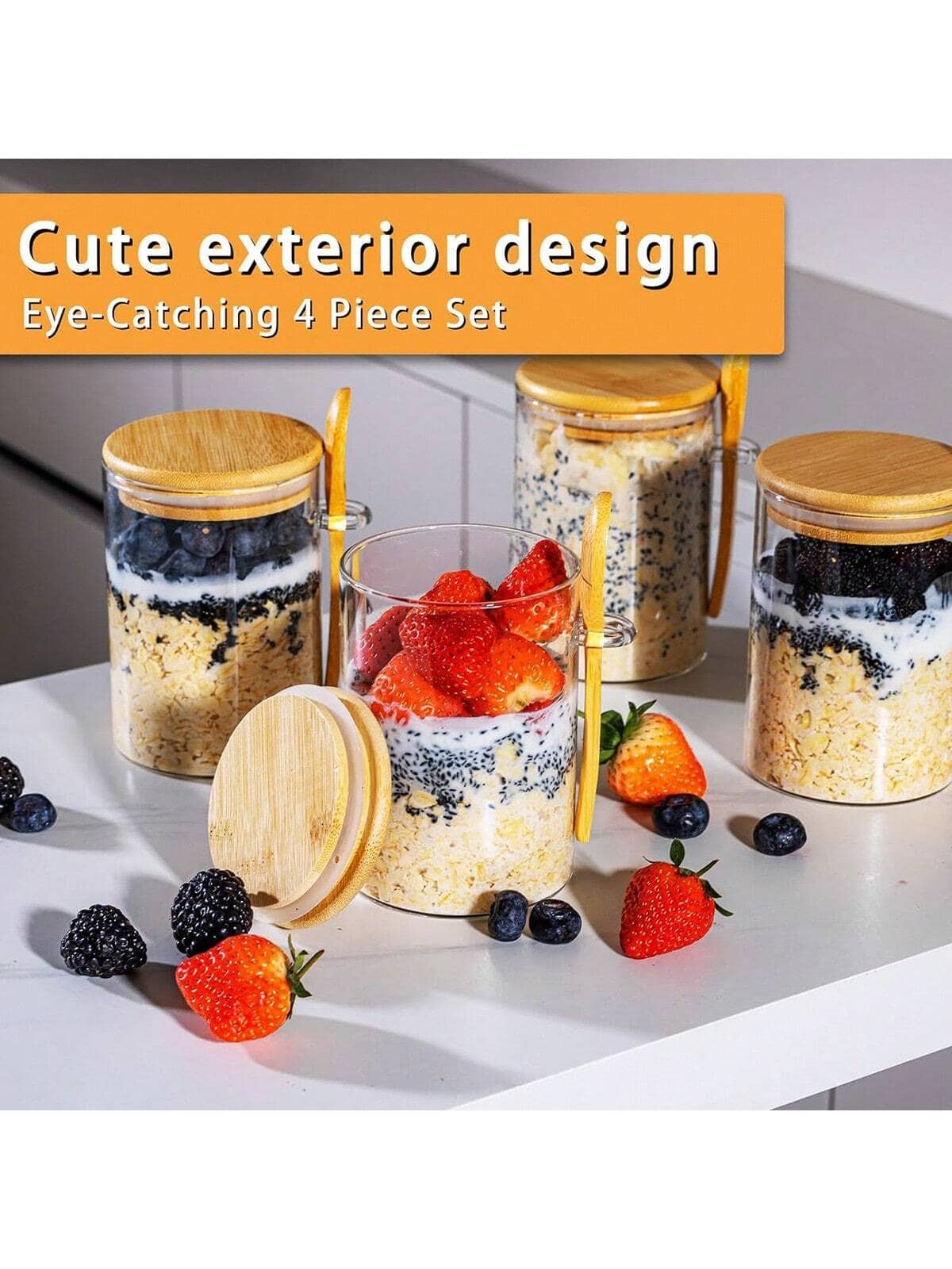 4-pak słoików na owsiankę na n – Meal Prep Yogurt Parfait recenzja i cena