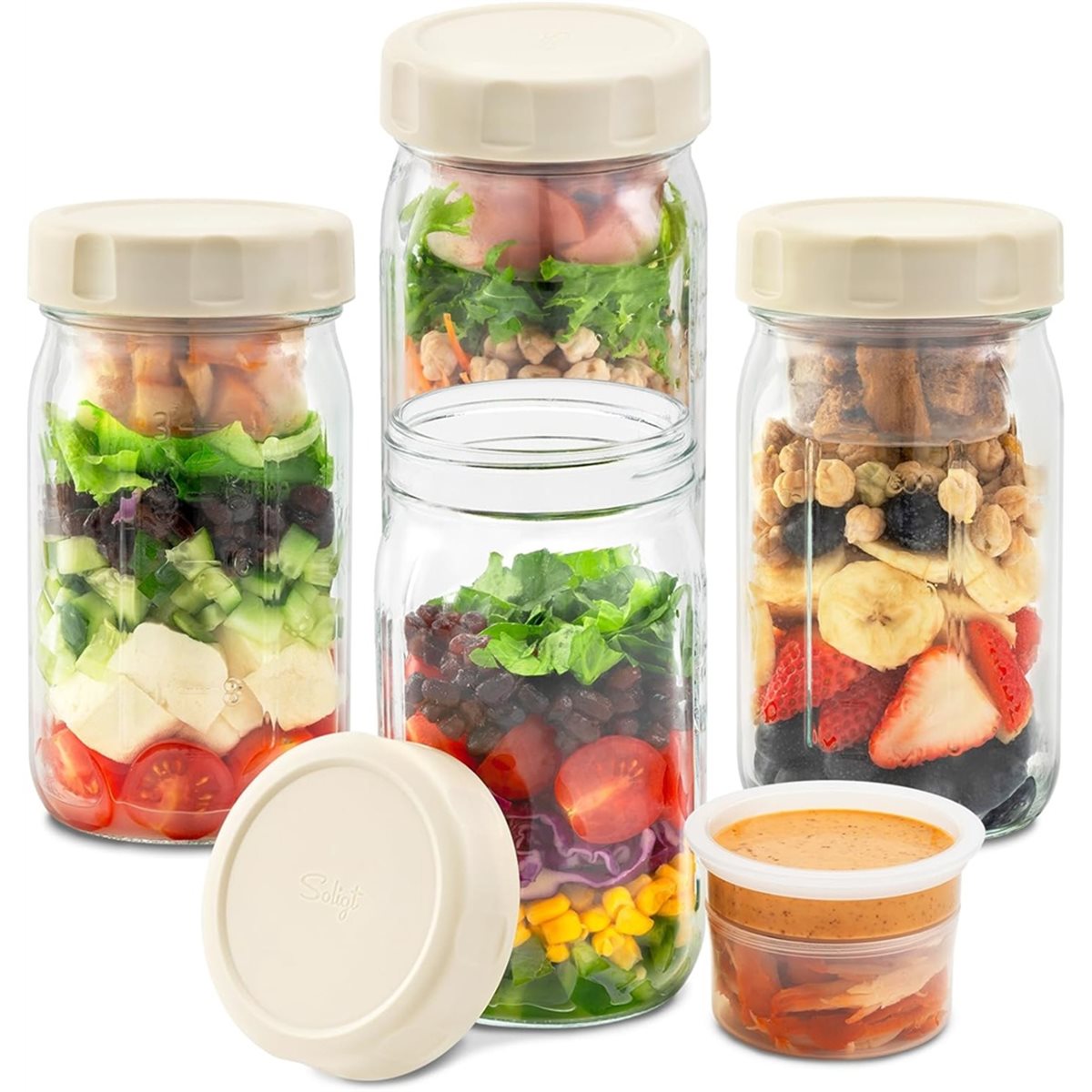 A67T NOWY Zestaw 4 szklanych s – Meal Prep Jars With Lids recenzja i cena
