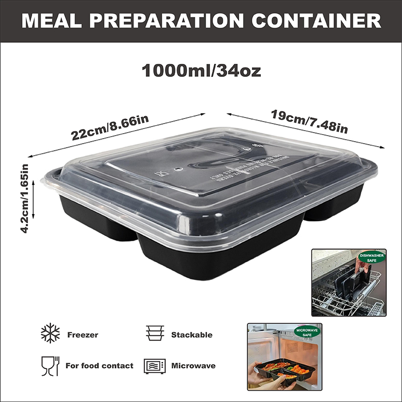 Pojemniki na posiłki z 3 przeg – Meal Prep List recenzja i cena